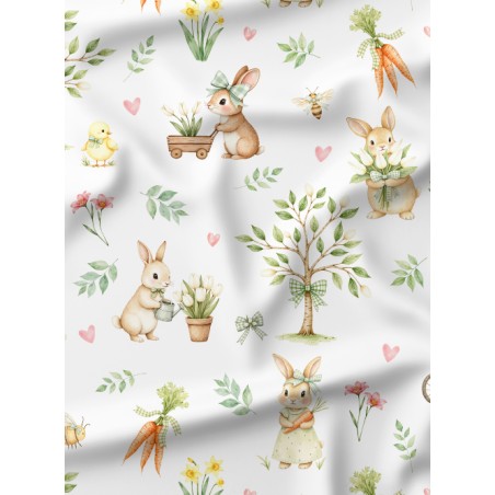 Tissu coton imprimé Le Jardin Des Lapins - Certifié Oeko-Tex®