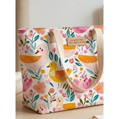 Tissu Canards en Fleurs – Motif Canards et Fleurs Aquarelle – Certifié Oeko-Tex®