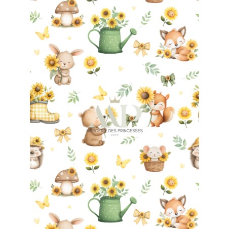 Tissu coton imprimé Soleil Des Bois - Certifié Oeko-Tex®