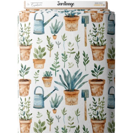 Tissu coton imprimé Jardinage - Certifié Oeko-Tex®