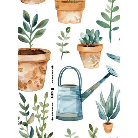 Tissu coton imprimé Jardinage - Certifié Oeko-Tex®