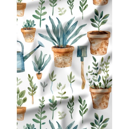 Tissu coton imprimé Jardinage - Certifié Oeko-Tex®