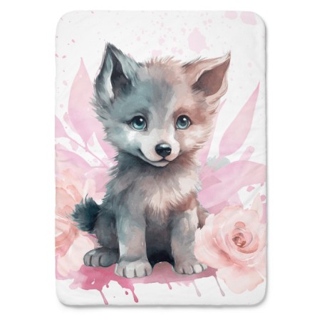 Panneau pour couverture à réaliser soi-même Louveteau rose - Certifié Oeko-Tex®