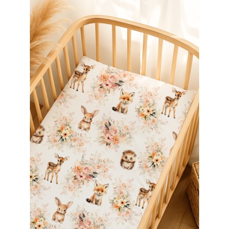 Tissu Merveilles Florales – Motif Animaux De La Forêt et Fleurs Aquarelle – Certifié Oeko-Tex®