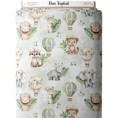 Tissu Rêve Tropical – Motif Animaux De La Jungle Aquarelle – Certifié Oeko-Tex®