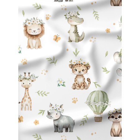Tissu Brise Tropical – Motif Animaux De La Jungle Aquarelle – Certifié Oeko-Tex®