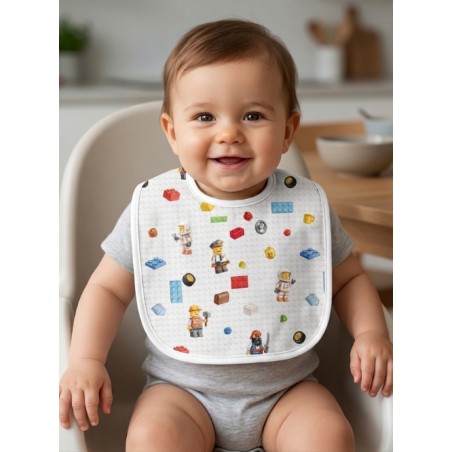 Panneau Bavoir Bébé Brique De Construction – pour Bavoir Bébé 3 à 12 mois – Tissu coton Oeko-Tex® a réaliser soi-même