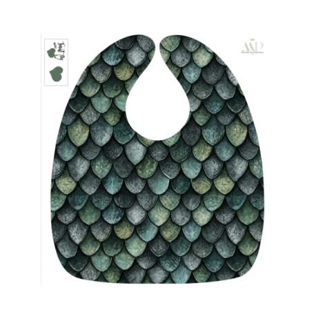 Panneau Bavoir Bébé Ecaille De Dragon – pour Bavoir Bébé 3 à 12 mois – Tissu coton Oeko-Tex® a réaliser soi-même