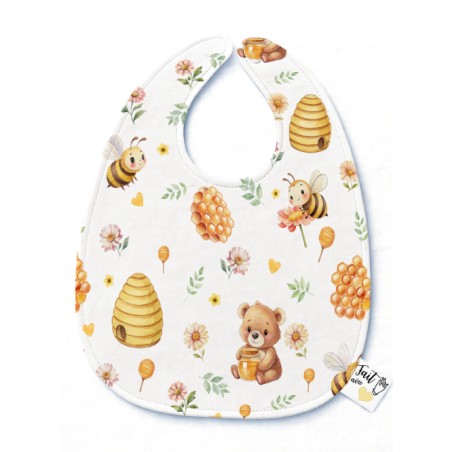 Panneau Bavoir Bébé Miel, abeille et ourson – pour Bavoir Bébé 3 à 12 mois – Tissu coton Oeko-Tex® a réaliser soi-même