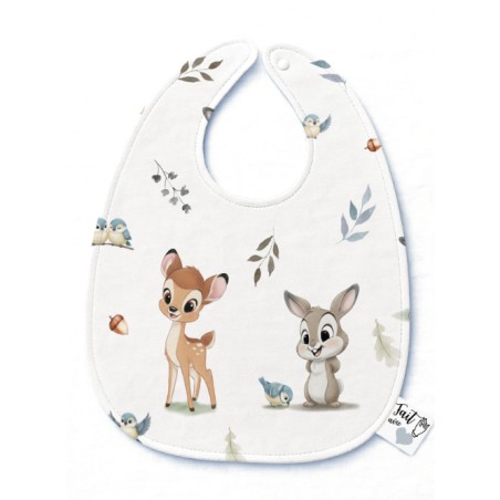 Panneau Bavoir Bébé Lapin et Biche Bleu – pour Bavoir Bébé 3 à 12 mois – Tissu coton Oeko-Tex® a réaliser soi-même