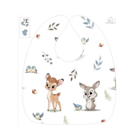 Panneau Bavoir Bébé Lapin et Biche Bleu – pour Bavoir Bébé 3 à 12 mois – Tissu coton Oeko-Tex® a réaliser soi-même
