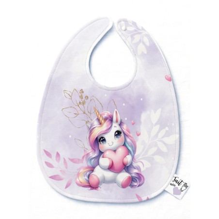 Panneau Bavoir Bébé Licorne Parme – pour Bavoir Bébé 3 à 12 mois – Tissu coton Oeko-Tex® a réaliser soi-même