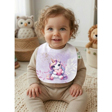 Panneau Bavoir Bébé Licorne Parme – pour Bavoir Bébé 3 à 12 mois – Tissu coton Oeko-Tex® a réaliser soi-même