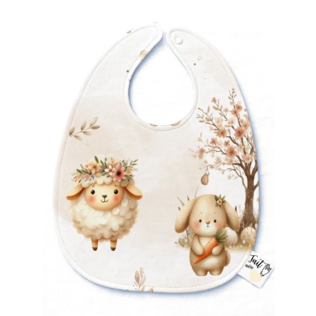 Panneau Bavoir Bébé Lapin et mouton – pour Bavoir Bébé 3 à 12 mois – Tissu coton Oeko-Tex® a réaliser soi-même