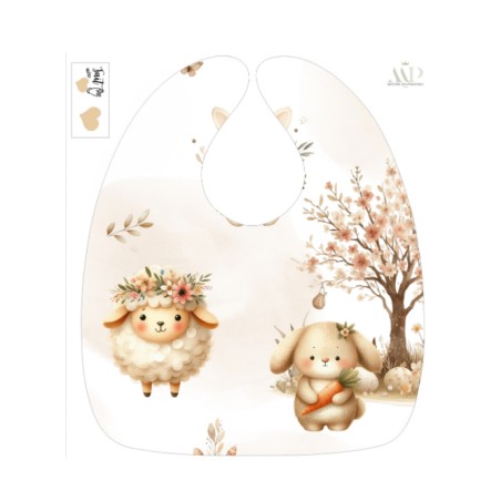Panneau Bavoir Bébé Lapin et mouton – pour Bavoir Bébé 3 à 12 mois – Tissu coton Oeko-Tex® a réaliser soi-même