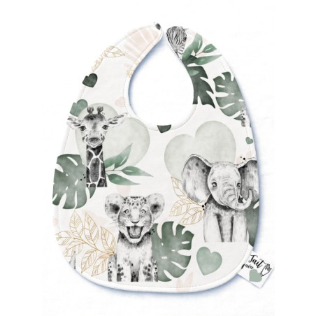 Panneau Bavoir Bébé Savane Dusty Green – pour Bavoir Bébé 3 à 12 mois – Tissu coton Oeko-Tex® a réaliser soi-même
