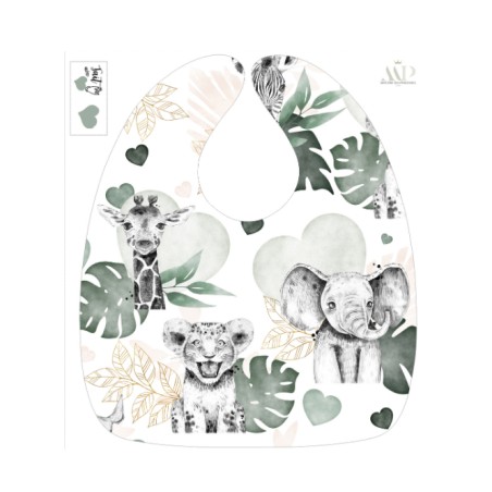 Panneau Bavoir Bébé Savane Dusty Green – pour Bavoir Bébé 3 à 12 mois – Tissu coton Oeko-Tex® a réaliser soi-même