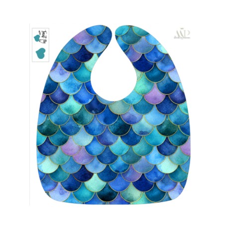 Panneau Bavoir Bébé Ecaille de Sirène – pour Bavoir Bébé 3 à 12 mois – Tissu coton Oeko-Tex® a réaliser soi-même
