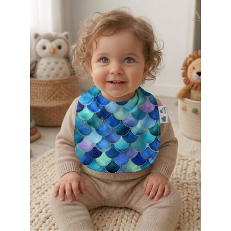 Panneau Bavoir Bébé Ecaille de Sirène – pour Bavoir Bébé 3 à 12 mois – Tissu coton Oeko-Tex® a réaliser soi-même