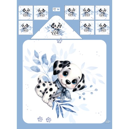 Coupon cape de bain Dalmatien + 8 lingettes lavables – Oeko-Tex – kit couture facile, cadeau naissance