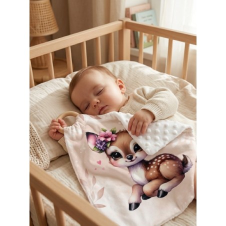 Carré Doudou à Coudre Bébé Faon Beige – Panneau Couture Doudou Enfant, Tissu Oeko-Tex