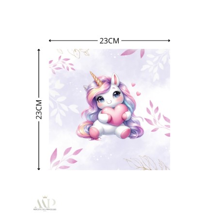 Carré Doudou à Coudre Bébé Licorne Parme – Panneau Couture Doudou Enfant, Tissu Oeko-Tex
