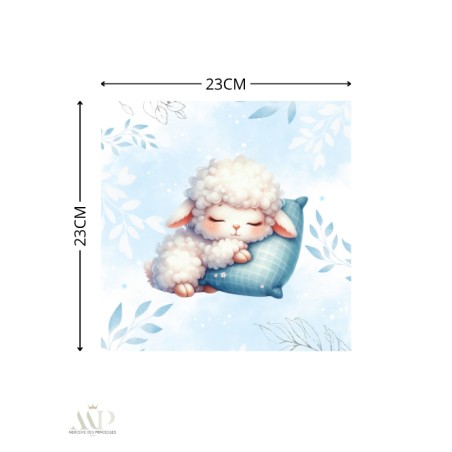 Carré Doudou à Coudre Bébé Mouton Bleu – Panneau Couture Doudou Enfant, Tissu Oeko-Tex