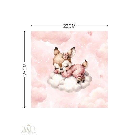 Carré Doudou à Coudre Cloudy Dreams Faon – Panneau Couture Doudou Enfant, Tissu Oeko-Tex