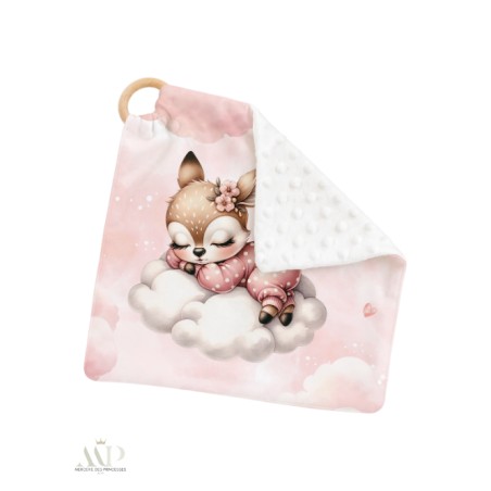 Carré Doudou à Coudre Cloudy Dreams Faon – Panneau Couture Doudou Enfant, Tissu Oeko-Tex
