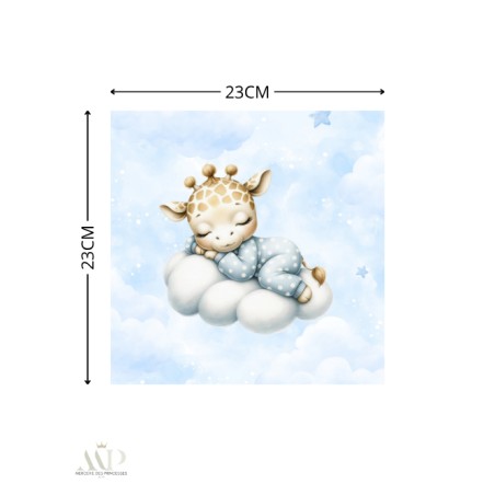 Carré Doudou à Coudre Cloudy Dreams Girafe – Panneau Couture Doudou Enfant, Tissu Oeko-Tex