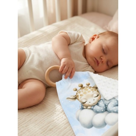 Carré Doudou à Coudre Cloudy Dreams Girafe – Panneau Couture Doudou Enfant, Tissu Oeko-Tex