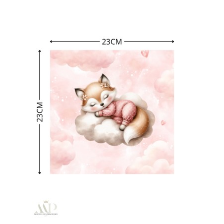 Carré Doudou à Coudre Cloudy Dreams Renard – Panneau Couture Doudou Enfant, Tissu Oeko-Tex