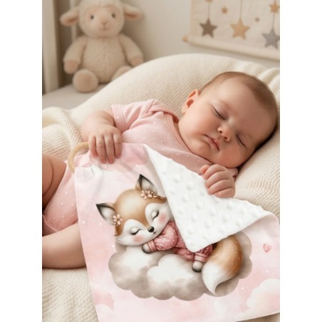 Carré Doudou à Coudre Cloudy Dreams Renard – Panneau Couture Doudou Enfant, Tissu Oeko-Tex