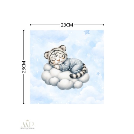 Carré Doudou à Coudre Cloudy Dreams Tigre – Panneau Couture Doudou Enfant, Tissu Oeko-Tex