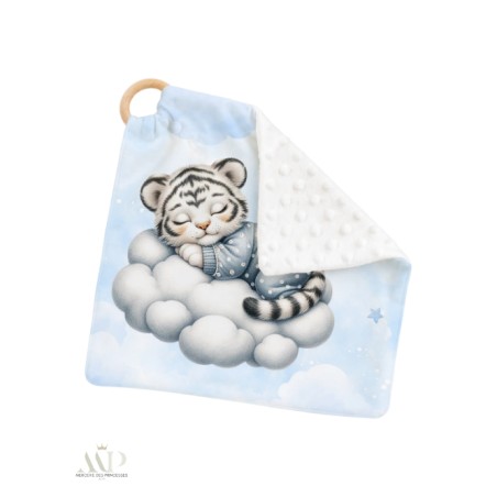 Carré Doudou à Coudre Cloudy Dreams Tigre – Panneau Couture Doudou Enfant, Tissu Oeko-Tex