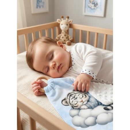 Carré Doudou à Coudre Cloudy Dreams Tigre – Panneau Couture Doudou Enfant, Tissu Oeko-Tex