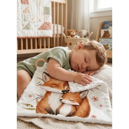 Carré Doudou à Coudre Famille Renard – Panneau Couture Doudou Enfant, Tissu Oeko-Tex
