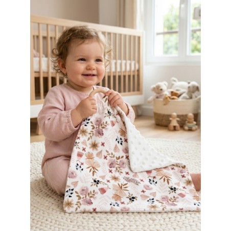 Carré Doudou à Coudre Fleurs Sauvages Rose – Panneau Couture Doudou Enfant, Tissu Oeko-Tex