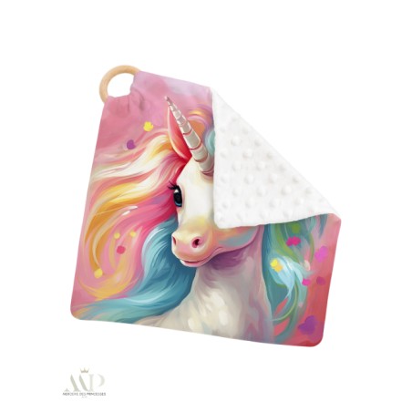 Carré Doudou à Coudre Licorne– Panneau Couture Doudou Enfant, Tissu Oeko-Tex