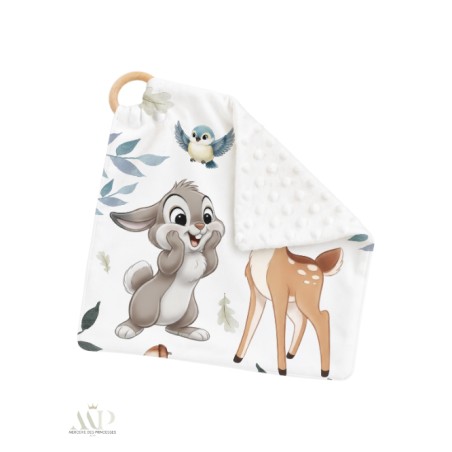 Carré Doudou à Coudre Lapin et Biche– Panneau Couture Doudou Enfant, Tissu Oeko-Tex