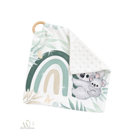 Carré Doudou à Coudre Koala Vert D'eau – Panneau Couture Doudou Enfant, Tissu Oeko-Tex