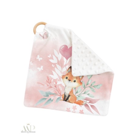 Carré Doudou à Coudre Lovely Fox Rose – Panneau Couture Doudou Enfant, Tissu Oeko-Tex