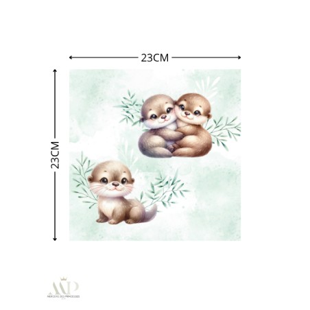 Carré Doudou à Coudre Loutre Verte – Panneau Couture Doudou Enfant, Tissu Oeko-Tex