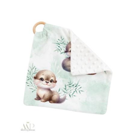 Carré Doudou à Coudre Loutre Verte – Panneau Couture Doudou Enfant, Tissu Oeko-Tex