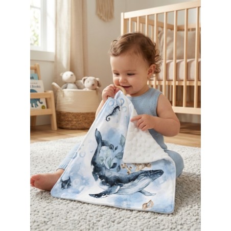 Carré Doudou à Coudre Marine – Panneau Couture Doudou Enfant, Tissu Oeko-Tex
