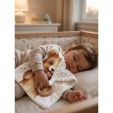 Carré Doudou à Coudre Ourson – Panneau Couture Doudou Enfant, Tissu Oeko-Tex