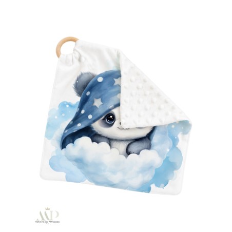 Carré Doudou à Coudre Panda Dans Les Nuages – Panneau Couture Doudou Enfant, Tissu Oeko-Tex