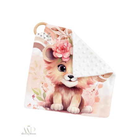 Carré Doudou à Coudre Rainbow Lion – Panneau Couture Doudou Enfant, Tissu Oeko-Tex