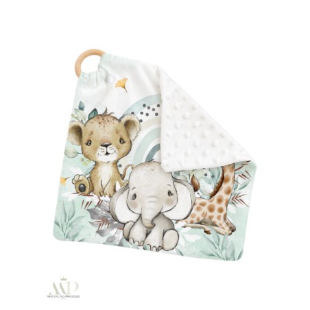 Carré Doudou à Coudre Safari Babies Vert – Panneau Couture Doudou Enfant, Tissu Oeko-Tex
