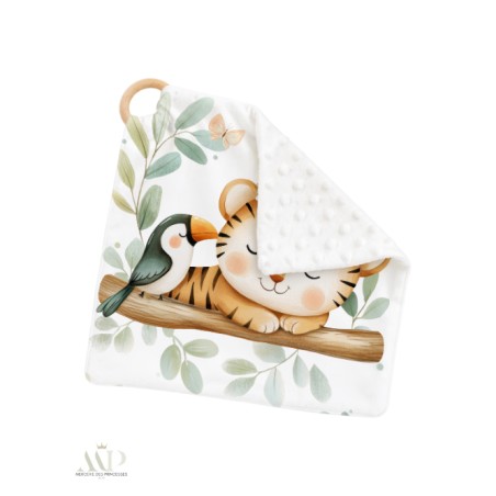 Carré Doudou à Coudre Sieste Tropicale – Panneau Couture Doudou Enfant, Tissu Oeko-Tex